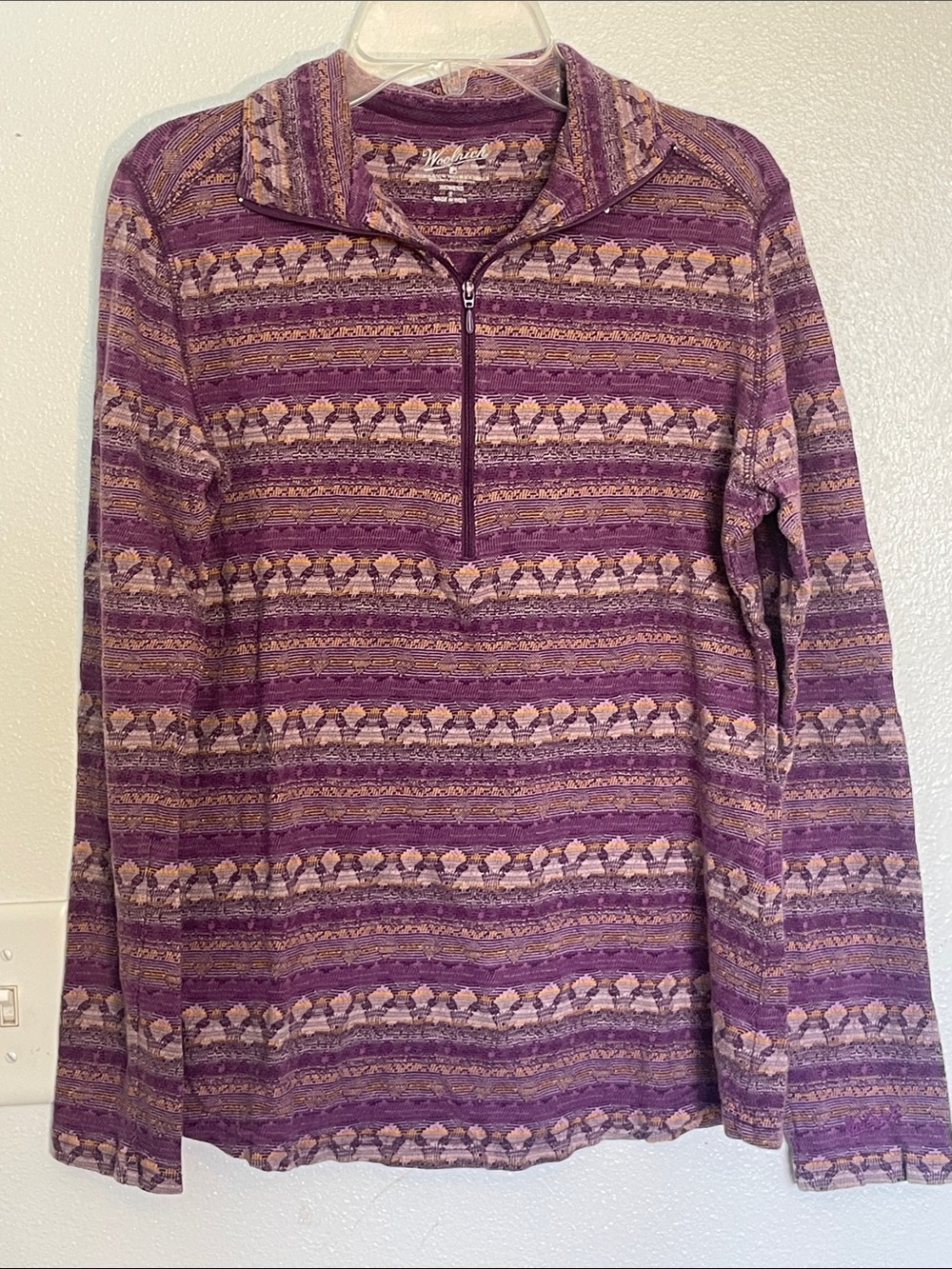 Woolrich Purple Patterned Half-Zip Sweater